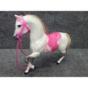 Vintage White & Grey Horse With Pink Saddle And Pink Halters